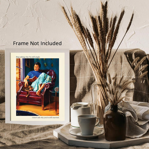 Posterizer 1 pcs-Single Woman Quote Funny Sarcastic Print-Inspirational Women's Art-Comedy Art-Living Room Bedroom Decor- unframed wall art...